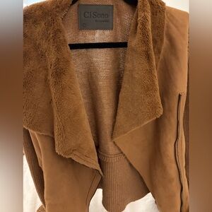 Ci Sono Women's Brown Teddy Jacket